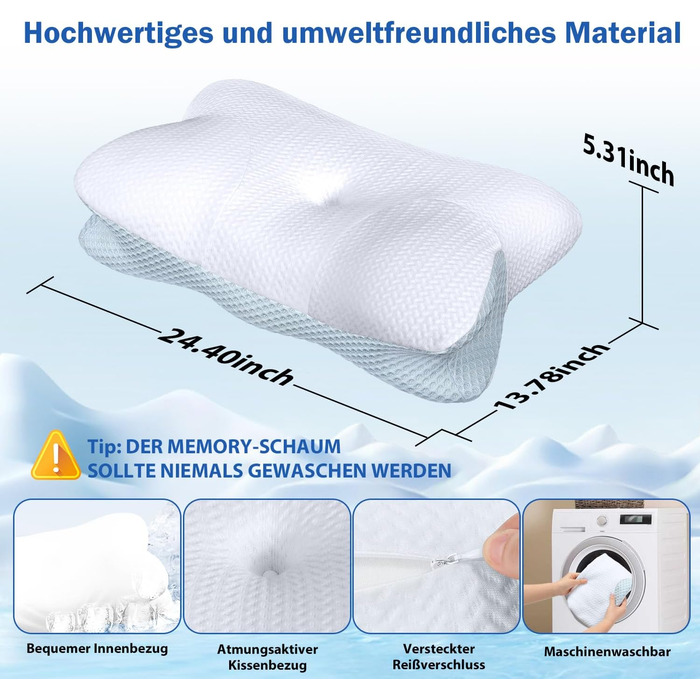 Подушка для шийного відділу хребта від болю в шиї, ортопедична подушка з піною з ефектом пам&39яті від болю в плечах, ергономічна подушка для підтримки голови та шиї для сну на боці/спині/животі, розкішна подушка для шиї