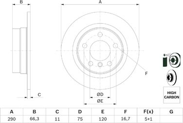 Гальмівні диски Bosch BD1650 (задні) 290 мм комплект 2 шт.