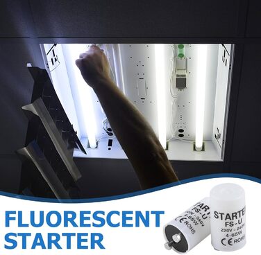 Люмінесцентна лампа на 6 стартерів, універсальний стартер для люмінесцентних ламп ST111, 4-65W, 220-240V, міцний і надійний стартер для люмінесцентних ламп, підходить для побутового та комерційного використання (6 шт.)