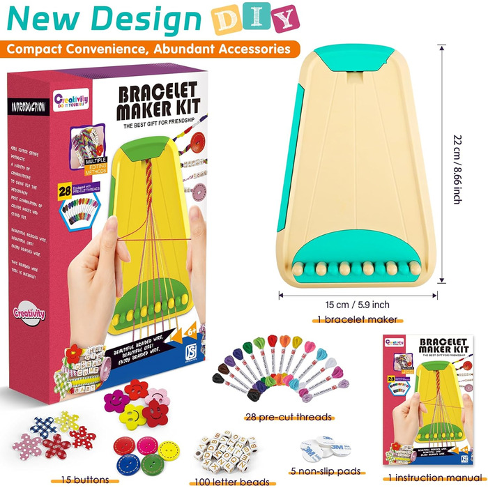 Мистецтво та ремесла для дітей віком 8-12 років, Набір для майстер-класу з виготовлення браслетів дружби для дівчаток, Набір для виготовлення ювелірних виробів, Різдвяні подарунки для дітей віком 6-12 років (синій)