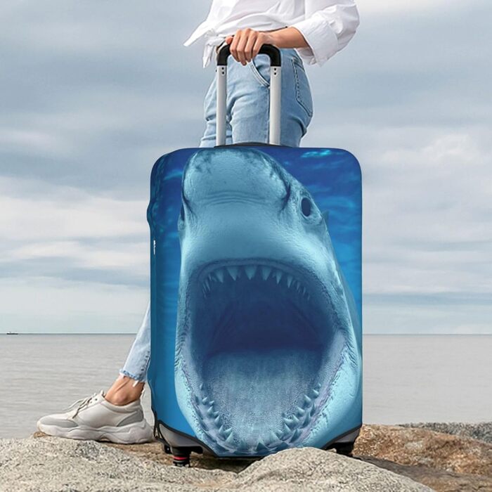 Чохол для валізи BAFAFA Акула, захисний еластичний чохол від подряпин та пилу для багажу, чорний, розмір 80