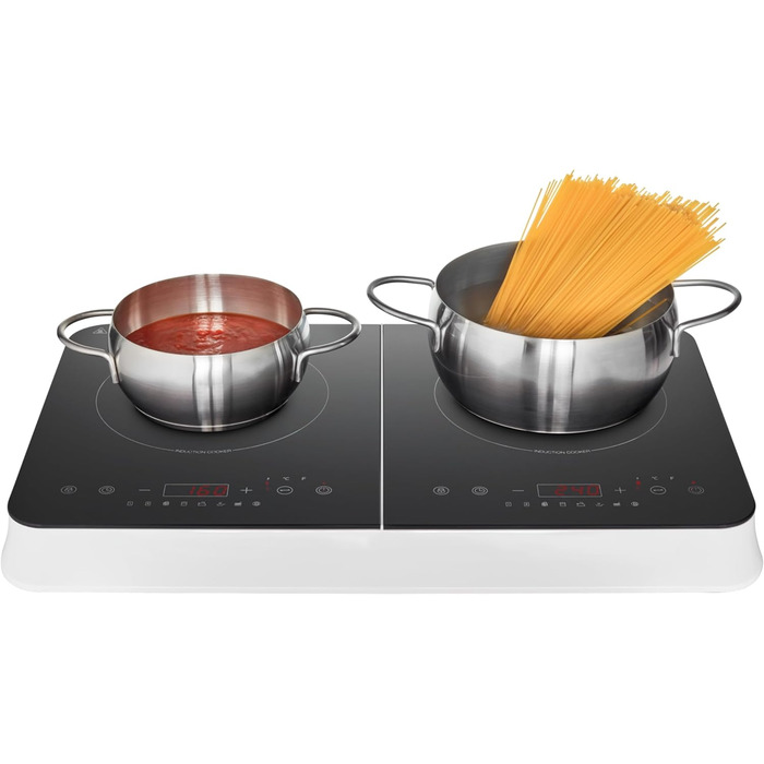 Подвійна індукційна конфорка MEDION, 3500 Вт, дві конфорки, 10 рівнів температури, LED-дисплей, MD18493, чорний подвійний Сенсорна верхня частина управління