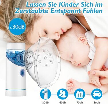 Набір портативних інгаляторів, безшумний інгалятор-небулайзер з мундштуком і маскою, ефективний при респіраторних захворюваннях, заряджається від USB, інгалятор для дітей і дорослих, білий