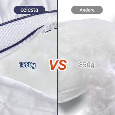 Подушки CELESTA 80x80, комплект з 2 шт. - Подушки з мікрофібри готельної якості на блискавці, пухнасті подушки для сну, дихаючі, можна прати, сертифіковані Oeko 80x80 (комплект з 2 шт.)