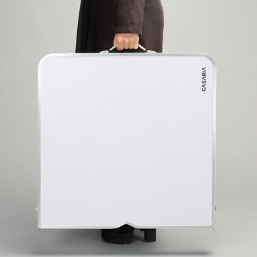 Складаний стіл CASARIA, водонепроникний, регульована висота, кемпінговий стіл зі стільцями, садовий стіл, розкладний стіл, 120x60 см, складний, легко транспортується, 4 особи, білий