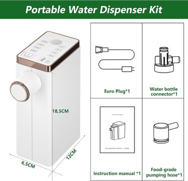 Миттєвий диспенсер для гарячої води, портативний диспенсер для гарячої води для приготування чаю, розчинної кави, дитячого харчування, диспенсер для води з сенсорним дисплеєм, 4 рівні температури та параметри кількості води