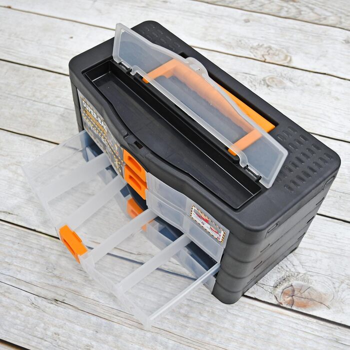 Кейс для інструментів, органайзер для дрібних деталей, 4 шухляди, 390x190x215 мм, ящик для сортування, 21 регульоване внутрішнє відділення, ящик для асортименту, що штабелюється, ящик для інструментів, ящик для зберігання, магазин для дрібних деталей, маг
