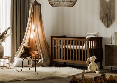 Дитяче ліжко Gala 120x60 см Елегантне біле дитяче ліжко з розсувним бар&39єром Трансформується в кушетку, виготовлене з високоякісної соснової деревини та МДФ, ідеально підходить як дитяче ліжечко та ліжечко, коричневе