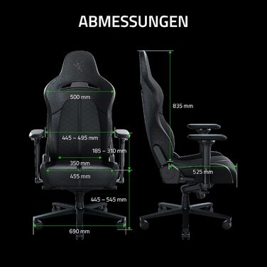 Геймерське крісло для комфортного сидіння протягом усього дня (інтегрована поперекова підтримка, реактивний нахил сидіння, ширше сидіння, оптимізована щільність подушки) Чорний Стандартний Enki Black