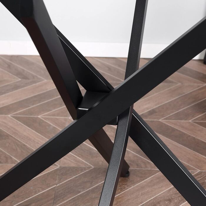 Обідній стіл HOMCOM, круглий кухонний стіл для 4 осіб, круглий обідній стіл зі схрещеними ніжками, стільниця із загартованого скла, для їдальні, кухні, Ø80 x 75 см, сучасний дизайн, чорний прозорий