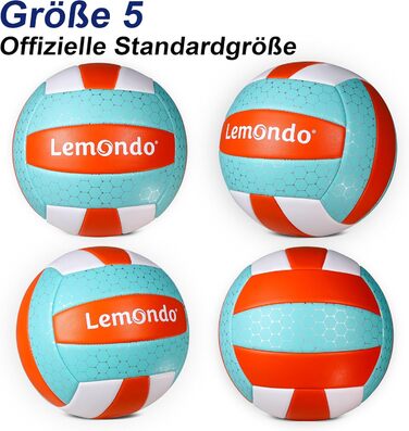 Волейбольний м'яч Lemondo, Розмір 5, М'який поліуретан (PU), Водонепроникний та нековзний, Для приміщень та вулиці (з насосом)