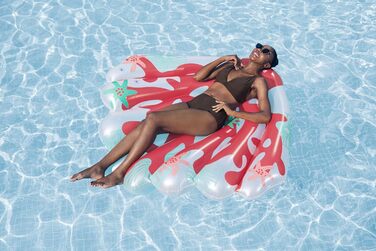 Надувний матрац Bestway Coral, 143 x 139 x 19 см, 1 особа, міцний ПВХ, 2 повітряні камери, запобіжні клапани, яскравий кораловий дизайн, у комплекті латка для ремонту