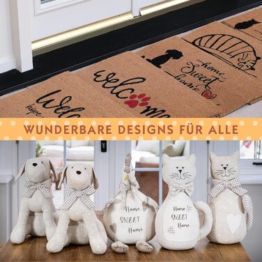 Кокосовий килимок для приміщень - Натуральний килимок для уловлювання бруду, Кокосовий килимок для вулиці для котів та собак, Водостійкий та нековзний килимок для коридорів, входів та критих приміщень, 60x40 см