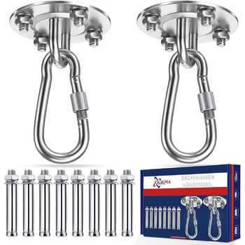 Стельові гачки ALECPEA з нержавіючої сталі для боксерських груш комплект 2 - Вантажопідйомність 400 кг - Вибухозахищене кріплення