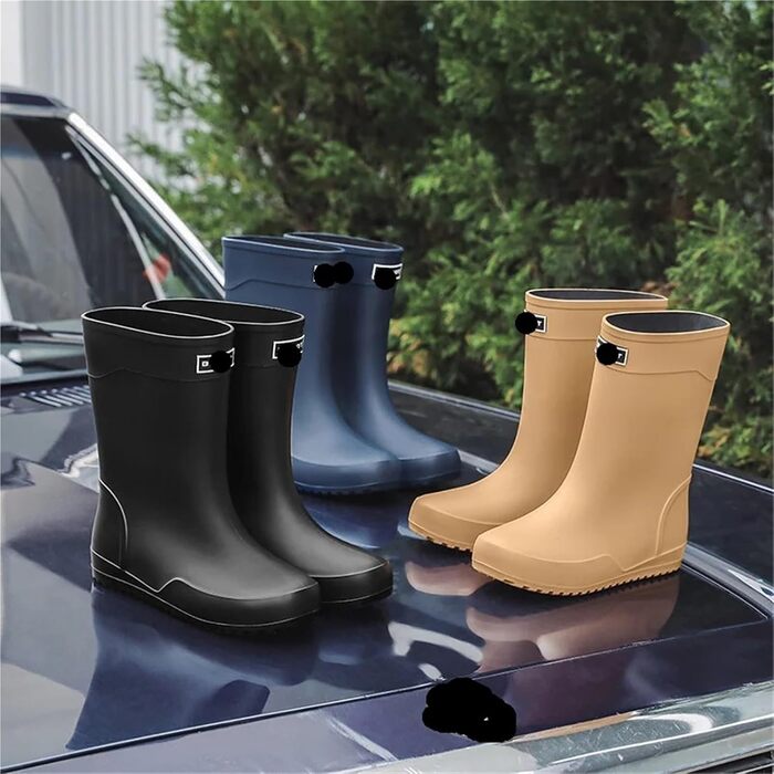 Високі гумові чоботи, водонепроникні, нековзні, чоловічі, до середини литки, для роботи на свіжому повітрі та спортивних чобіт з гумовою підошвою та верхом з ПВХ, водонепроникні, темно-сині, розмір ЄС 43