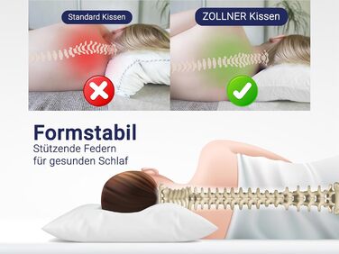 Подушка ZOLLNER зі 100 пір&39я - Зроблено в Німеччині - підходить для алергіків - чохол з високоякісної бавовни - можна прати при температурі до 60C - 70x90 см - готельна якість 70 x 90 см