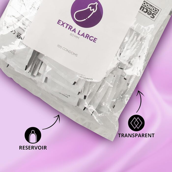 Презервативи Secura Extra Large 100 - 100 широких презервативів для чоловіків без гормонів, прозорі