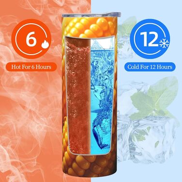 Кухоль з прямою трубочкою, 590 мл, дизайн кукурудза, дорожній кухоль з принтом, підходить для кемпінгу, офісу та дому