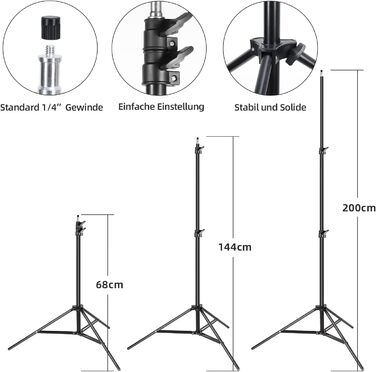 Набір софтбоксів Photo Studio, набір світлодіодного освітлення Softbox 2 x 50 x 70 см з 85 Вт 2700-6400K, 2 м повністю регульована світлова підставка для YouTube, запису відео Tiktok, студійних портретів, фотографії