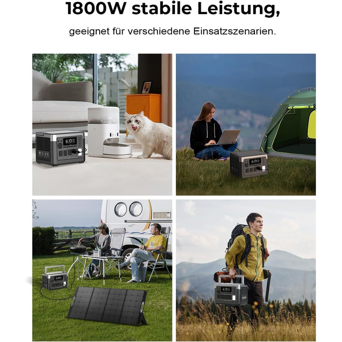 Портативна зарядна станція OUKITEL P1000 Plus, акумулятор LiFePO4 ємністю 1024 Втгод, сонячний генератор потужністю 1800 Вт, швидка зарядка від 0 до 80 за 45 хвилин. Ультратиха для кемпінгу, кемперів та відключень електроенергії P1000PLUS