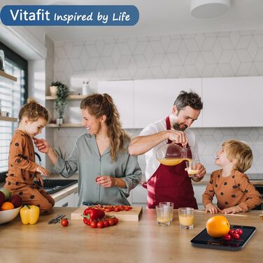 Цифрові кухонні ваги Vitafit 15 кг, багатофункціональні кухонні ваги, цифрові ваги зі світлодіодним дисплеєм, загартоване скло, то