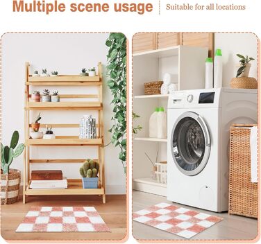 Нековзний килимок для ванної, надзвичайно м&39який килимок для ванної, пухнасті, абсорбуючі килимки для ванної з мікрофібри для ванних кімнат, килимки для ванної кімнати, що праються, милий килимок для ванної для душових піддонів, картатий, троянда 50 x 8