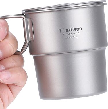Кемпінгова кружка Tiartisan об&39ємом 300 мл з нержавіючої сталі з кришкою, що штабелюється, рюкзачна кружка, для походів на свіжому повітрі, герметична конструкція з гладким закругленим краєм, легка та компактна