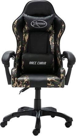 Ігрове крісло, чорне з камуфляжним візерунком, штучна шкіра, модель ігрового крісла 320095
