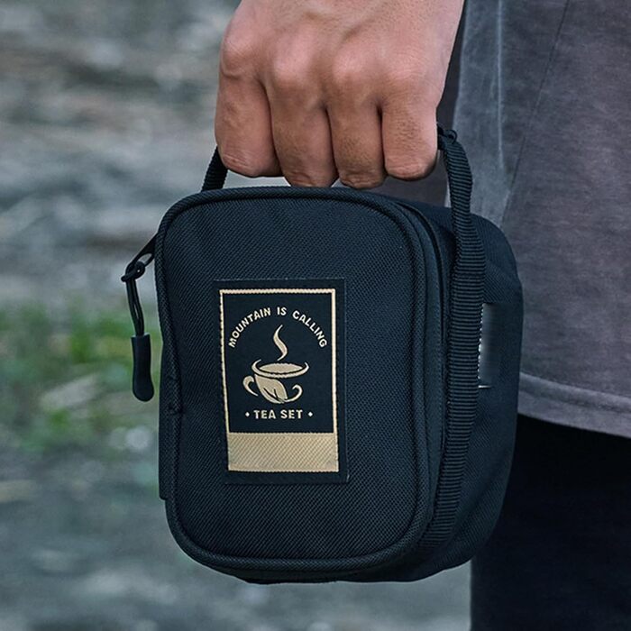 Подорожній чайний сервіз у китайському стилі набір чашок з нержавіючої сталі з дорожньою сумкою, Кунг-Фу сервіз, портативний церемоніальний набір для рюкзака, кемпінгу тощо