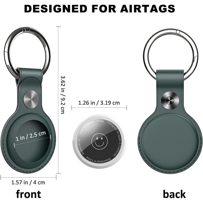 Уп AirTag Pendant PU Leather - Стійкий до подряпин чохол для брелока AirTag з оригінальними кнопками - Захисний чохол для Air Tag