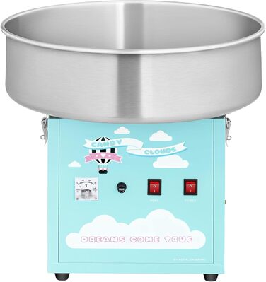 Машина для виробництва солодкої вати Royal Catering Професійна машина для виробництва солодкої вати RCZK-1200-BG (1200 Вт, Ø 52 см, 1 одиниця / 30-60 с, роздільний термостат управління і обертання, в т.ч. мірна ложка) Бірюза