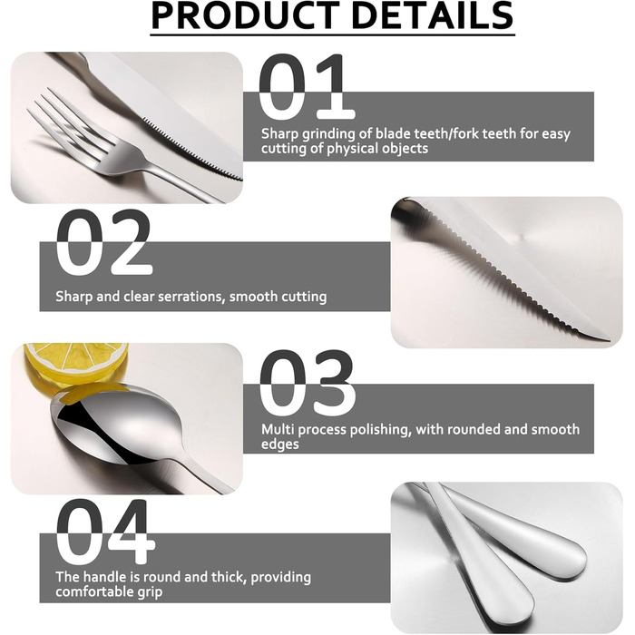 Набір столових приборів для кемпінгу, 20-предметний набір кемпінгового посуду для 4 осіб, нержавіюча сталь, з ложкою, виделкою, ножем, тарілкою та затискачем для кемпінгу, пікніків та походів