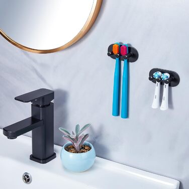 Тримач для зубної щітки Настінний без свердління Тримач для електричної зубної щітки, Тримач для головки щітки з нержавіючої сталі, Самоклеючий тримач для зубної щітки Тримач для головки для зубної щітки для зберігання у ванній кімнаті, чорний