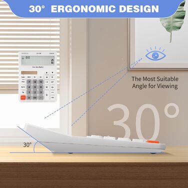 Настільний калькулятор, великі кнопки, 2 ряди, надвеликий дисплей, 12-розрядний настільний калькулятор, офісний калькулятор, податковий калькулятор, великий розмір (OA-608)