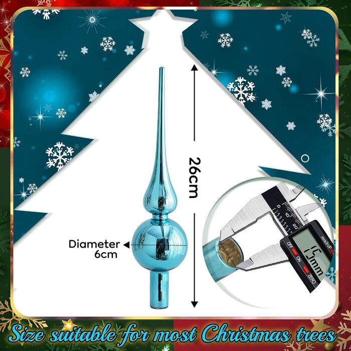 Новорічна верхівка для ялинки 26 см синя Hukermoon