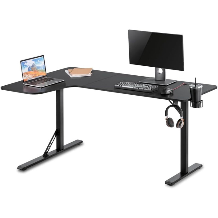 Л (лівий) Ігровий стіл, прямокутний, Д 160 x Г 60-100 x В 75 см Вантажопідйомність до 120 кг Підсклянник Тримач для навушників Килимок для миші Ігровий розмір L, 160