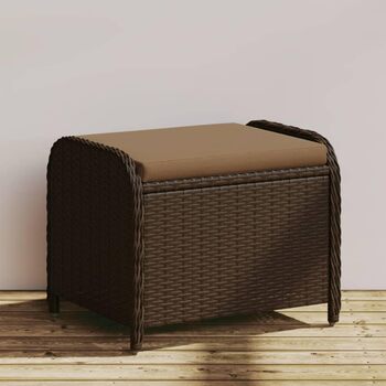 Табурет садовий з подушкою коричневий 58x46x46 см Poly Rattan,365735