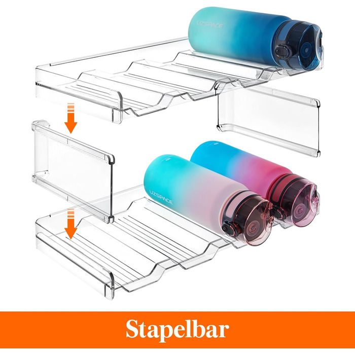 Тримач для пляшок Lifewit, що штабелюється, для шафи, морозильної камери, комори - пластиковий тримач для пляшок з водою для кухонної стільниці, шафи, офісу, кожна полиця вміщує 12 пляшок, 3-рівневий - 12 пляшок