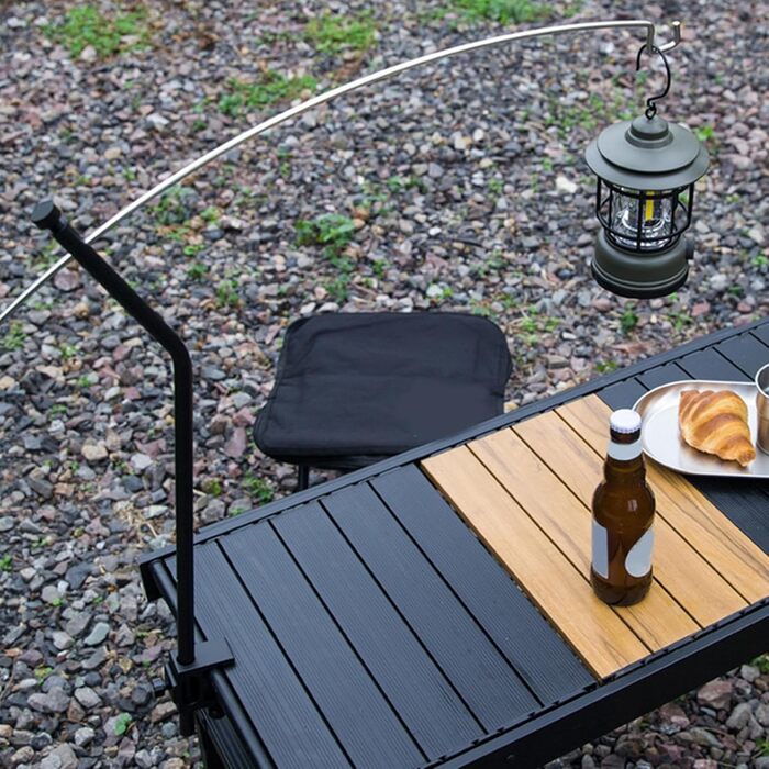 Підставка для кемпінгового ліхтаря стовп для кемпінгового ліхтаря 57 см, легко регулюється по висоті Стовпи для ліхтарів з алюмінієвого сплаву з сумкою для перенесення, світлова щогла для походів, піших прогулянок, пікніків, чорний колір