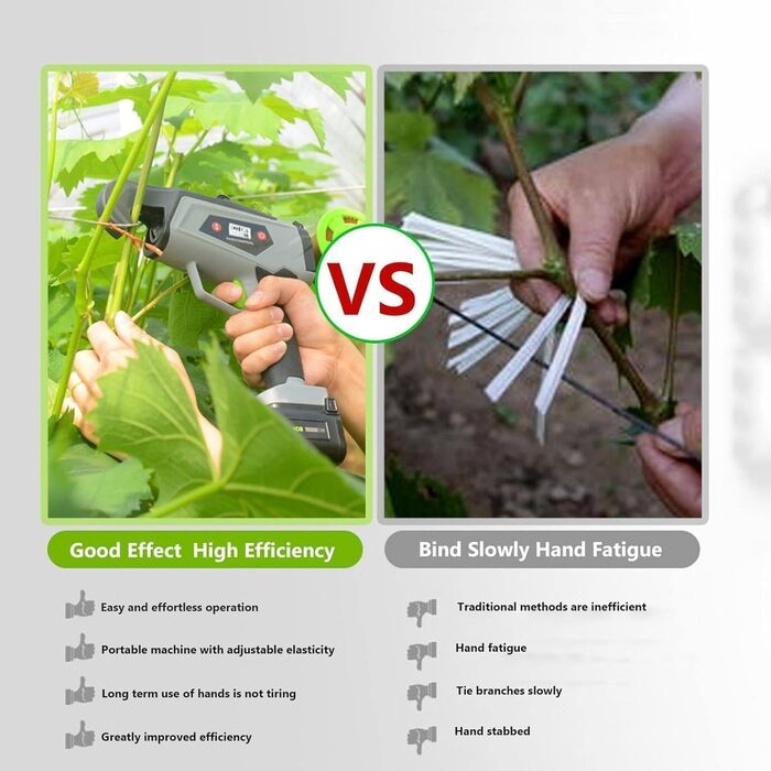 Акумуляторний обв'язувач рослин - портативний пристрій для саду з дисплеєм, для підв'язування винограду, квітів та розсади
