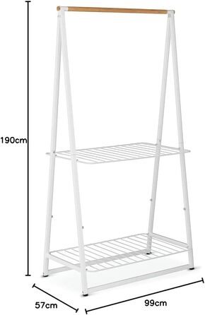 Вішалка для одягу Linn - Дві полиці з регульованою висотою - Вішалка для одягу - Вішалка для одягу - Розвішування, провітрювання або сушіння одягу - Економія місця - Стабільна та стабільна - Біла - Велика