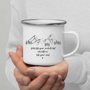 Емальована кружка &quotМаленька Матильда&quot з персоналізованою цитатою або приказкою, емальована кружка, подарунки для каравану для кемперів, емальована кружка, бляшана кружка для кемпінгу, аксесуари для каравану, прикраса для гір (заповнюють вакансії.)