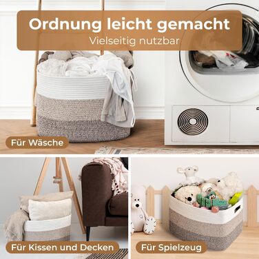 Великий кошик для зберігання - Прямокутний бавовняний кошик з ручкою - Великий кошик для ковдр, Вітальня - 46x36x30 см - Градієнтний жовтий - Плетений кошик для білизни - Зберігання іграшок, Дитяча кімната - 46x36x30 см Градієнтний жовтий