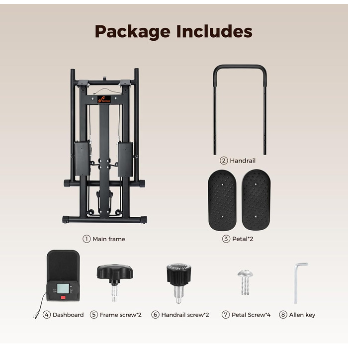 Складаний степер Sportneer для домашнього використання з кермом та регульованим опором, тренування Stairmaster для ніг та корпусу, домашній степер до 200 кг, чорний