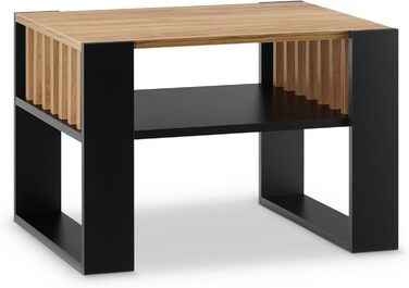 Журнальний столик для дивана Невеликий журнальний столик з чорного дуба з місцем для зберігання Сучасний журнальний столик з рейками Журнальний столик Невеликий столик Журнальний столик шириною 65 см Міцний журнальний столик з чорного дуба