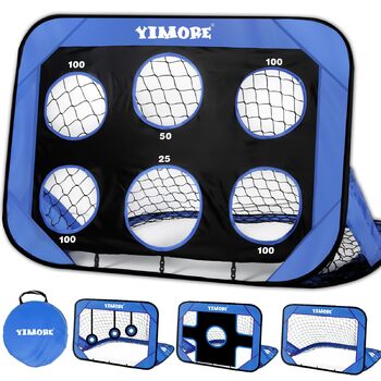 Дитячі футбольні ворота YIMORE для саду з сумкою для перенесення, 4 режими гри, міні-футбольні ворота для дітей, для використання на вулиці та в приміщенні, футбольні ворота для дітей, подарунок для дівчаток та хлопчиків, вік 6-12 років, кислотно-блакитні