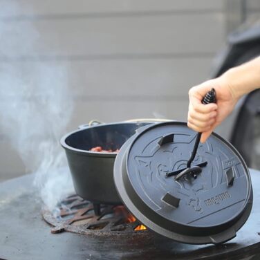 Серія BBQ-Toro Dutch Oven емальована емальована 13,6 л чавунна каструля без ніжок жаровня з підйомником кришки, чавунна каструля,