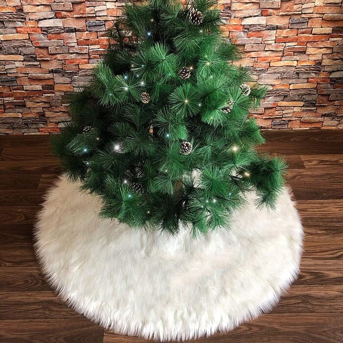 Різдвяна спідниця для ялинки біла плюшева Deggodech