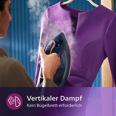 Парова праска Philips серії Azur 8000 - безперервна пара 85 г/хв, турбопароутворення 260 г, 3000 Вт, технологія OptimalTEMP, підош