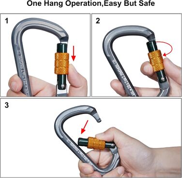 Карабін SOB для альпіністського спорядження, алюмінієвий карабін для гамаків, гойдалок, кемпінгу, риболовлі, спорядження для активного відпочинку 28KN 2PACK 28KN-4PACK